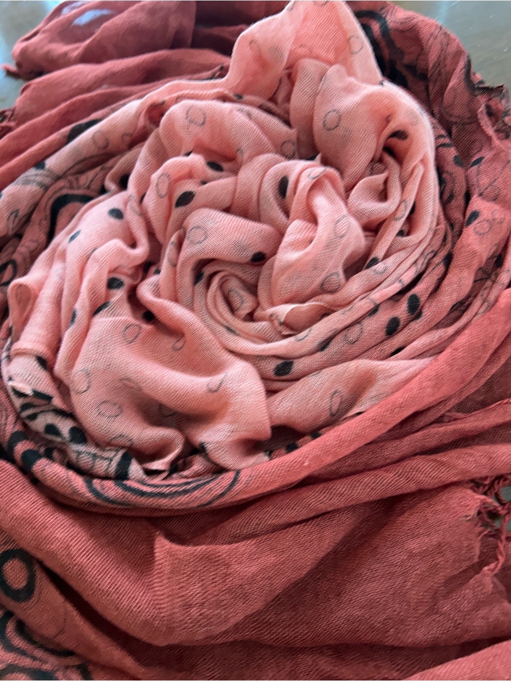Source Unknown Pink & Black Polka Dot Lightweight Women's Scarf 24“ x 80“